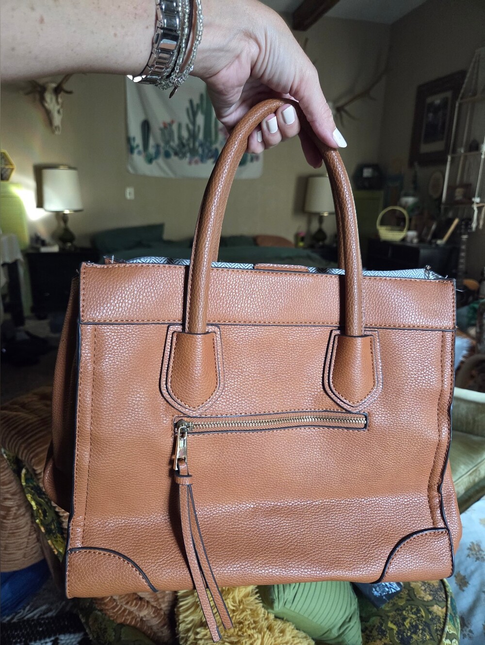 Brown Faux Leather Purse